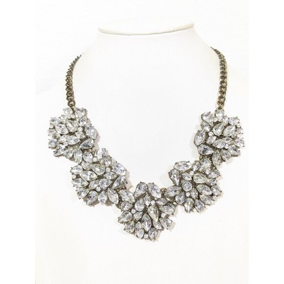 Sugarfix by BaubleBar Clear Rhinestone Collar Statement Necklace Bronze Tone 20" - Picture 1 of 10